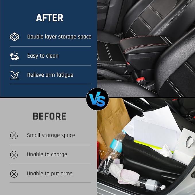 YJYWZH Armrest Box for Nissan Almera Versa 2007-2011 Car Center Storage Box Hand Centre Consoles Cup Holder Arm Rest Double-Layer Black Accessories