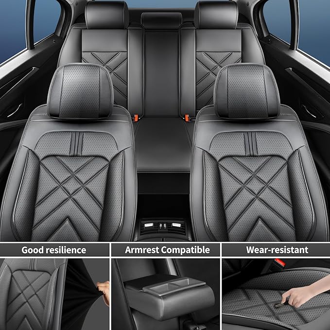 CX-30 Car Seat Covers Custom Fit for Mazda CX-30 2020-2026, Full Coverage Premium Leather Waterproof Breathable Seat Covers, Automotive Seat Protectors, Airbag Compatible(2 Front Seats, Black)