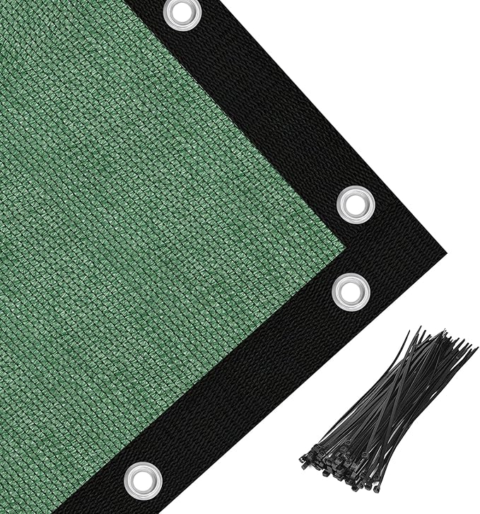 Amagenix 90% Pergola Shade Cover 6' X 13' Sun Shade Cloth with Grommets for Outdoor Garden Patio Porch, Commercial Grade 200 GSM - Cable Zip Ties Included (We Customized) GN108, Green