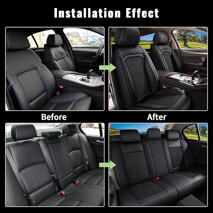 Full Set Seat Covers for HRV Honda HR-V 2016-2026 - Breathable Cool Ice Silk Leather Car Seat Covers - 5 Seats for Honda HR-V Accessories - Black