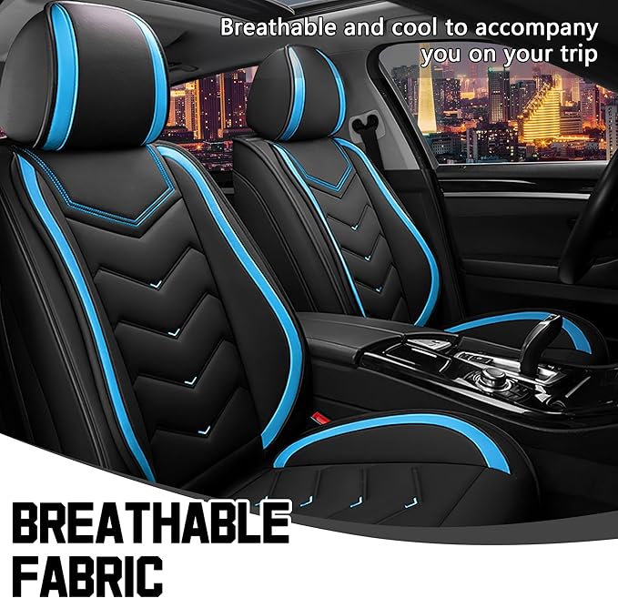 CTDS Car Seat Covers for Jeep Grand Cherokee L 2021-2026, Stylish Sport Seat Cover, Premium Nappa Leather Car Seat Cover. Automobile Seat Covers Sets.(Standard 2 Seats/Black Blue)