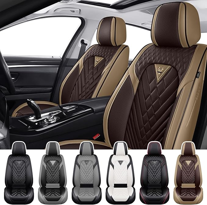 Truck Seat Covers for Ram 2500 2009-2026, Waterproof Premium Leather Full Coverage Car Seat Cover, Muscle Sport Style Auto Interior Seat Cover Sets (Front Set/Brown Coffee)