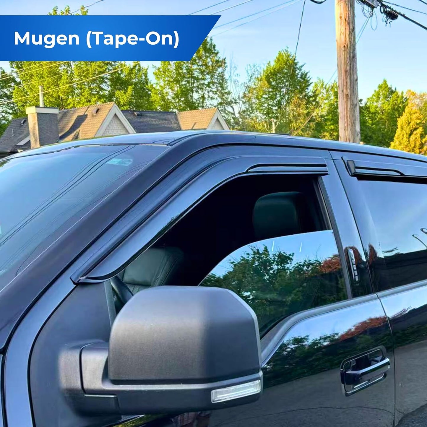 KPY Window Visor Compatible with Honda Civic Sedan 2006-2011, 4PC Rain Guard Side Window Vent Deflectors Tape-On Mugen Style, 2006 2007 2008 2009 2010 2011