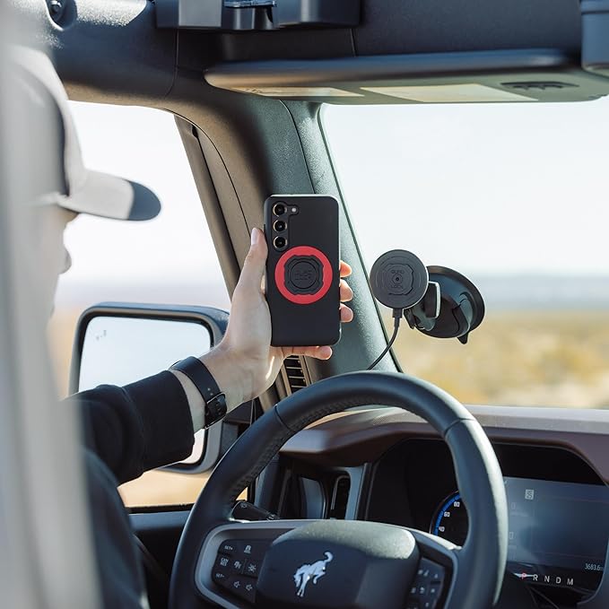 Quad Lock Heavy Duty Suction Car Phone Mount with MAG Phone Case and MAG Wireless Charging Head for iPhone 11 Pro Max