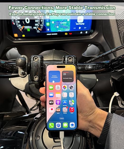 CarPlay Activator Cable for Motorcycle, CarPlay Headset Bypass Adapter for Motorcycle, Enable Mirroring on Harley/Indian/Goldwing Without Headset, USB-C to 8pin Support Charging, 50cm/Black