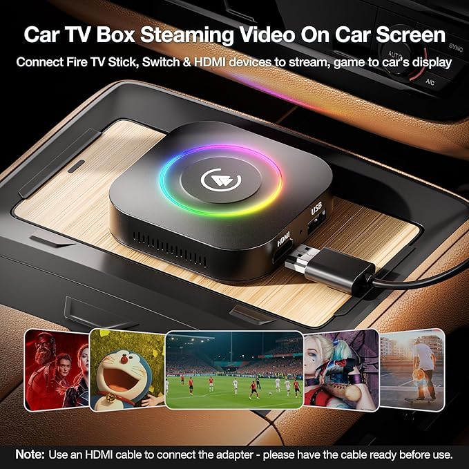 Wireless CarPlay Adapter Magic AI Box, Upgraded CarPlay & Android Auto, Support USB App Install, Screen Mirror, Plug & Play Magic Box for iOS/Android & Cars 2015+