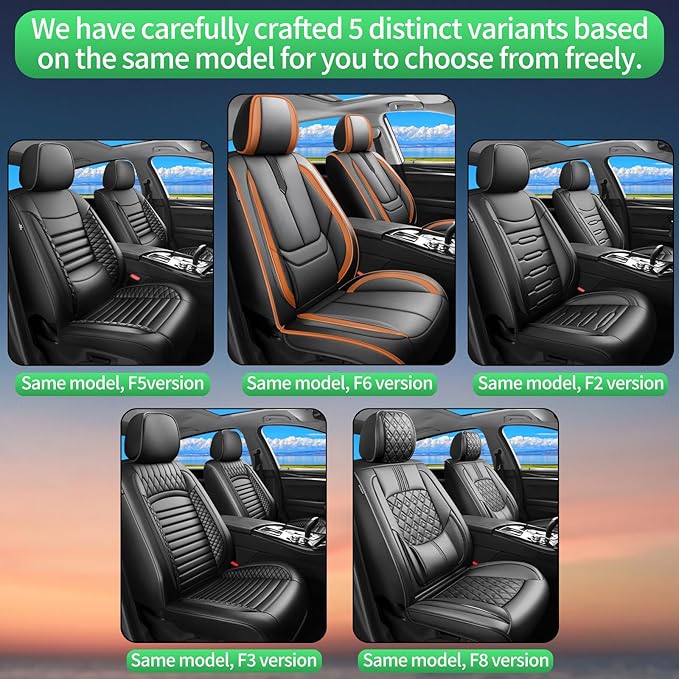 Fit Venza Car Seat Covers for Toyota Venza 2009-2024 2025 2026 -Upgraded Premium Waterproof & Breathable Leather,Airbag Compatible,All-Weather Seat Cushion Protector,Full Set,Black-Brown