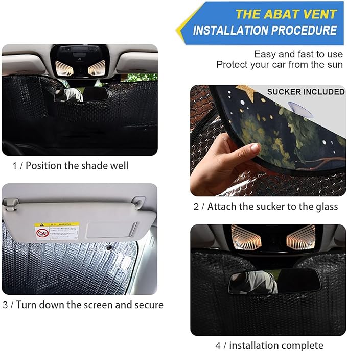 xigua Whimsical Mushrooms Car Windshield Sunshade Foldable Front Window Sun Visor Protector for Car,SUV,Truck - Keep Vehicle Cool,55 x 27.6 Inch