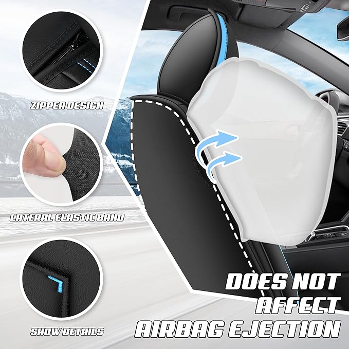 Car Seat Covers Fit for Infiniti g37 2000-2026, Stylish Sport Seat Covers, Waterproof Wear-Resistant Premium Nappa Leather Car Seat Cover.(Full Set with Pillow/Black Blue)