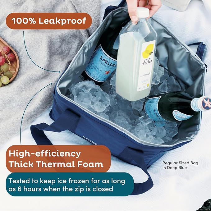 Nook Theory Reusable Insulated Grocery Bag - Leak Proof, X Large Cooler Bag - Insulated Shopping Bags for Groceries - Travel Cooler Bag for Frozen and Hot Food with Zippered Top (Forest)