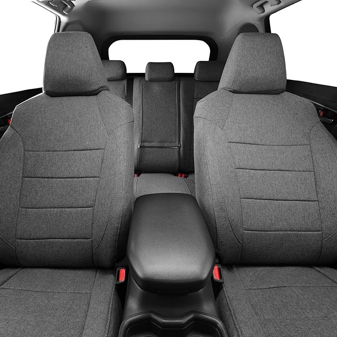 coverdream 2026 Rav4 Seat Covers Custom Fit for 2026 Toyota Rav4 Hybrid (LE,XLE Premium) SUV,Full Set Polyester Car Seat Protector Grey