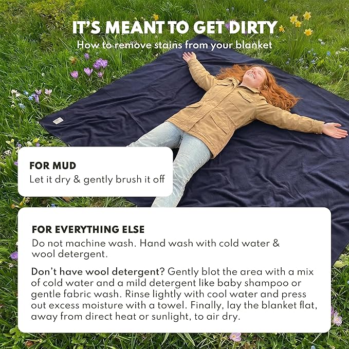 Woolly Mammoth 80% Merino Wool Camping Blanket 2-Pack - Naturally Fire-Resistant and Temperature-Regulating - for Cold Weather, Camping, Bushcraft and Emergency Car Kits (66" x 90", Lapis & Mulberry)