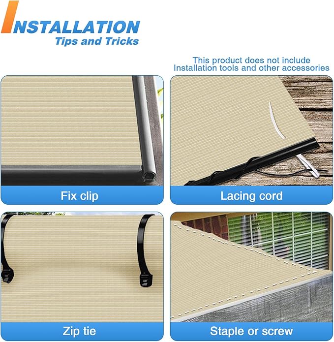 TANG Sun Shade Fabric Roll 8'x149' Shade Cloth for Garden Beige HDPE Mesh Shading Pergola Cover Replacement Canopy, 95% Blockage Sunshades for Outdoor Patio Backyard Plant
