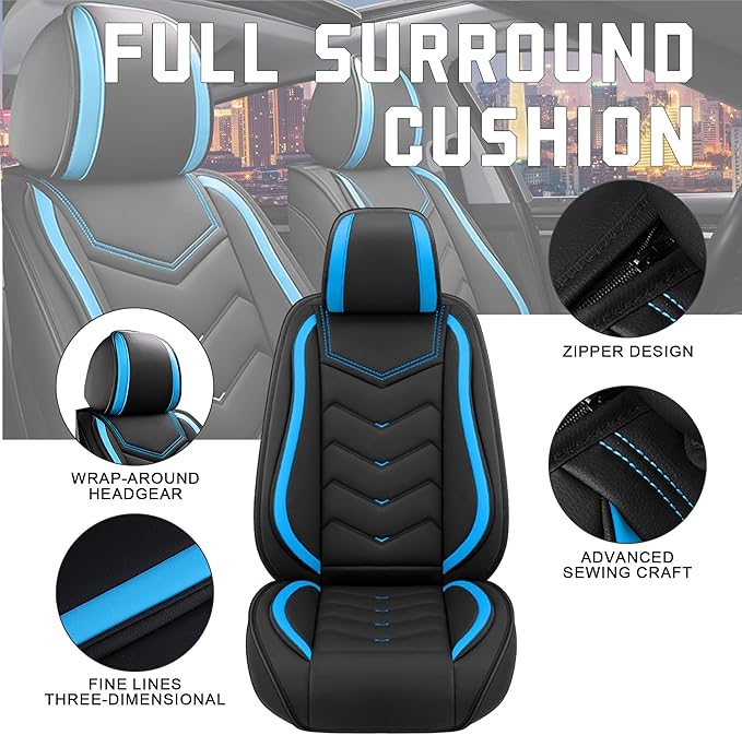 CTDS Car Seat Covers for Mazda CX-5 CX-3 CX-7 CX-9 CX-50 CX-30 CX-70 CX-90 2007-2026, Stylish Sport Seat Cover, Premium Nappa Leather Car Seat Cover.(Standard 5 Seats/Black Blue)
