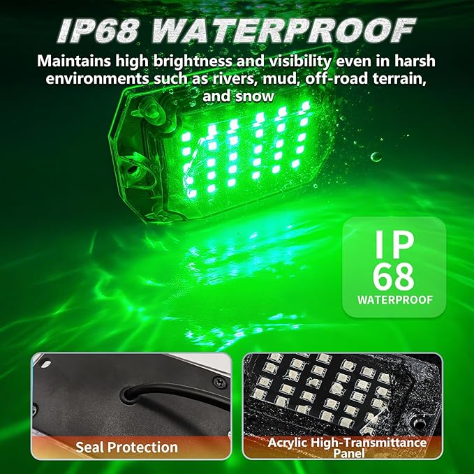 2 Pods RGB Rock Lights Replacement Damaged Pod for Full Angle RGB LED Rock Lights 12v Underglow Light Multicolor Waterproof Neon for Jeep Trucks ATV UTV Golf Cart Offroad Pickup RZR SXS