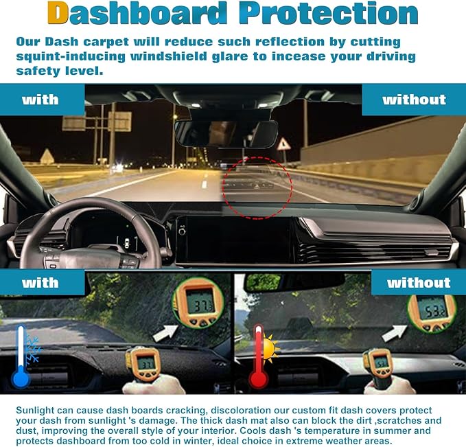 x xotic tech Center Console Dashboard Mat Compatible with Toyota Camry 2025 2026 with HUD, Pre-Cut Non-Slip Sunshield Sun Glare Protector Dash Carpet Pad Black Cover