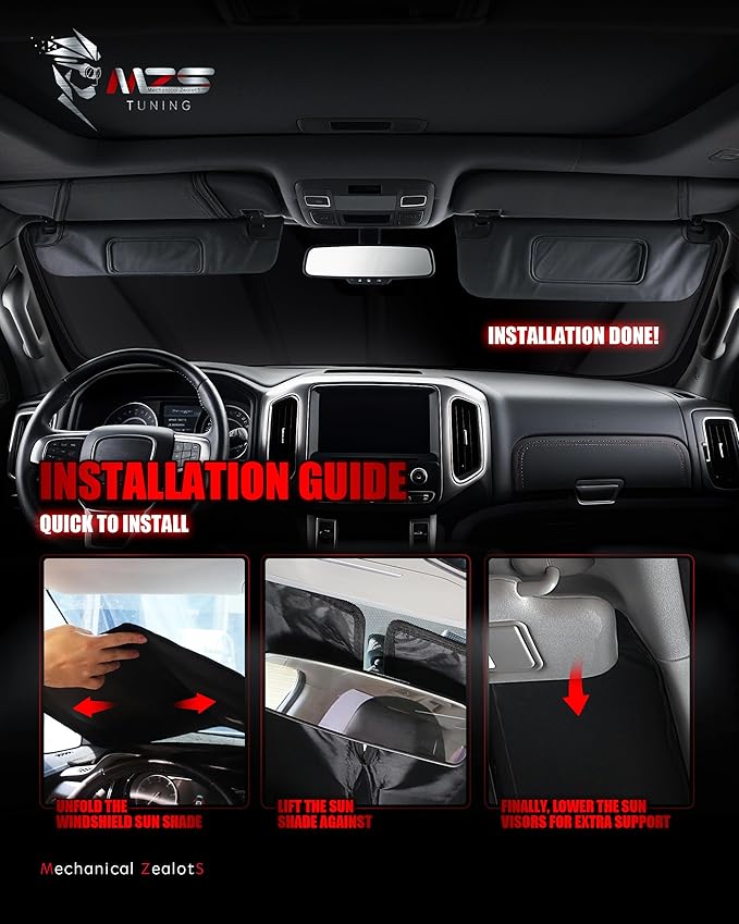 MZS Windshield Sun Shade Compatible with Sentra 2020-2026, Foldable Car Front Window Sunshade with Storage Pouch, Sedan Sun Visor Shield Accessories for Interior Protector