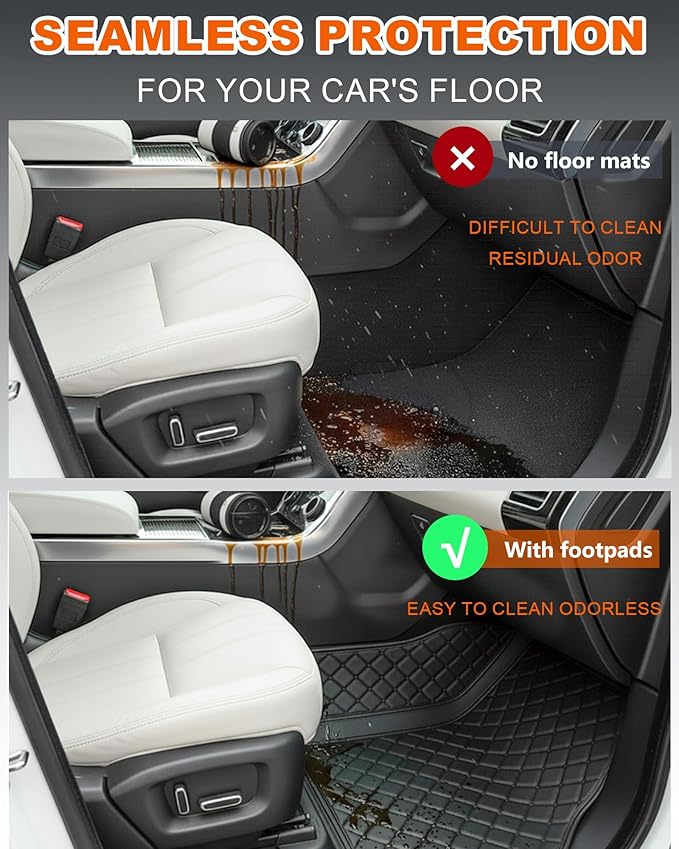 All-Weather car Floor MATS-Suitable for 99% of car Models,Leather car mat, offering Personalized Embroidery and Multiple Color Options,Provide Protection for car Rug (Black White)