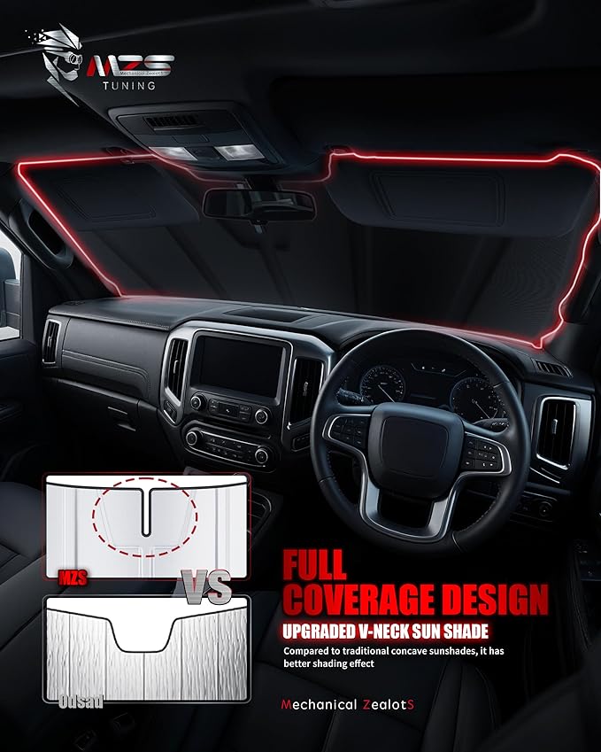 MZS Windshield Sun Shade Compatible with CRV 2023-2026, Foldable SUV Front Window Sunshade with Storage Pouch, Sun Visor Shield Accessories for Interior Protector