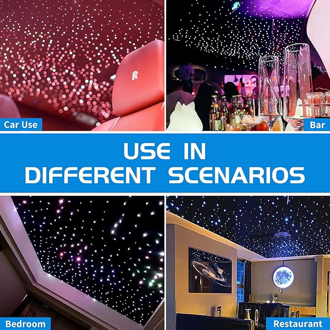 ATOKEE 10W Twinkle 550pcs Starlight Headliner Kit, 0.03in 9.8ft Fiber Optic Star Lights for Car Home Roof Use with APP/Remote Control