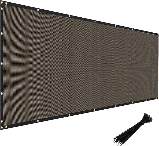 Windscreen4less Privacy Fence Screen Heavy Duty Windscreen Fencing Mesh Fabric Shade Net Cover with Brass Grommtes for Outdoor Wall Garden Yard Pool Deck, 8'x182' Brown