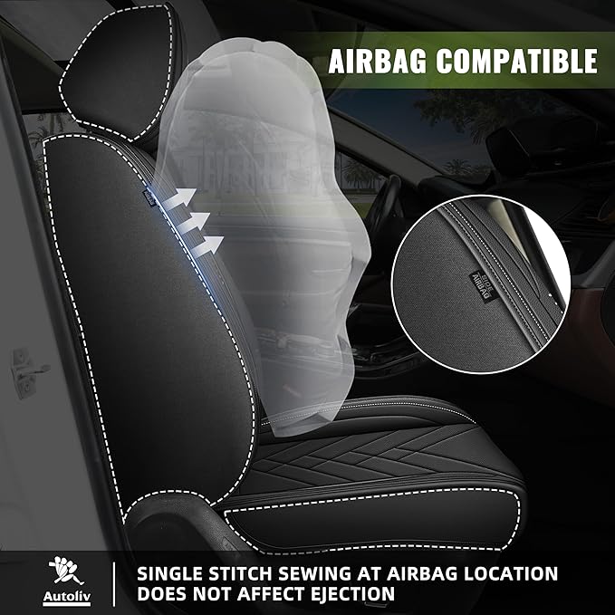AOMSAZTO Car Seat Covers Full Set Fit for Nissan Pathfinder 2011-2025 2026 Waterproof Faux Leather Car Seat Cushions Automotive 5 Seat Covers Set（Black）