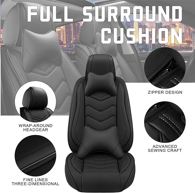CTDS Car Seat Covers for Jeep Grand Cherokee L 2021-2026, Stylish Sport Seat Cover, Premium Nappa Leather Car Seat Cover. Automobile Seat Covers Sets.(Luxury 2 Seats/Pure Black)
