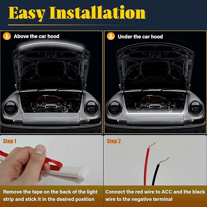 DIBMS 71" High Brightness Car Hood Gap LED Strip, LED Car Ambient Light, Dynamic Scan Activated Design, Daytime Driving Kits, Car Accessories Eclipse LED Lights (Green)