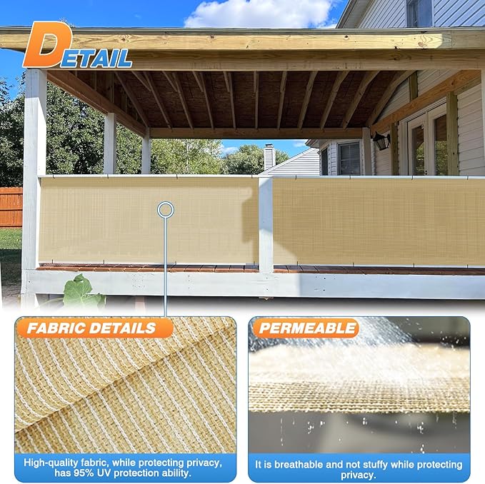 TANG Sun Shade Fabric Roll 8'x149' Shade Cloth for Garden Beige HDPE Mesh Shading Pergola Cover Replacement Canopy, 95% Blockage Sunshades for Outdoor Patio Backyard Plant