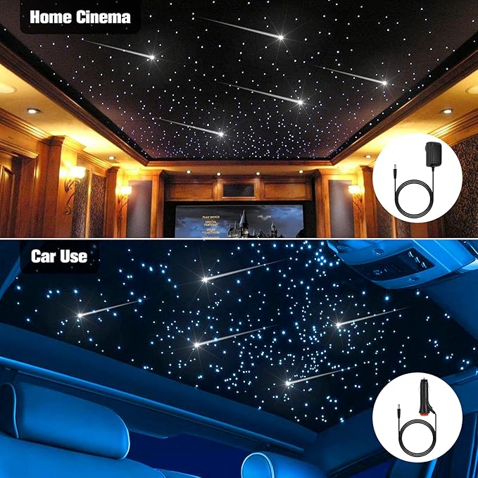 CHINLY Starlight Headliner Kit Meteor, 550pcs 9.8ft 0.03in 16W Star Lights for Car, Fiber Optic Star Ceiling Light, RGBW Bluetooth APP+Remote+Star Light Headliner Kit for Home Theater