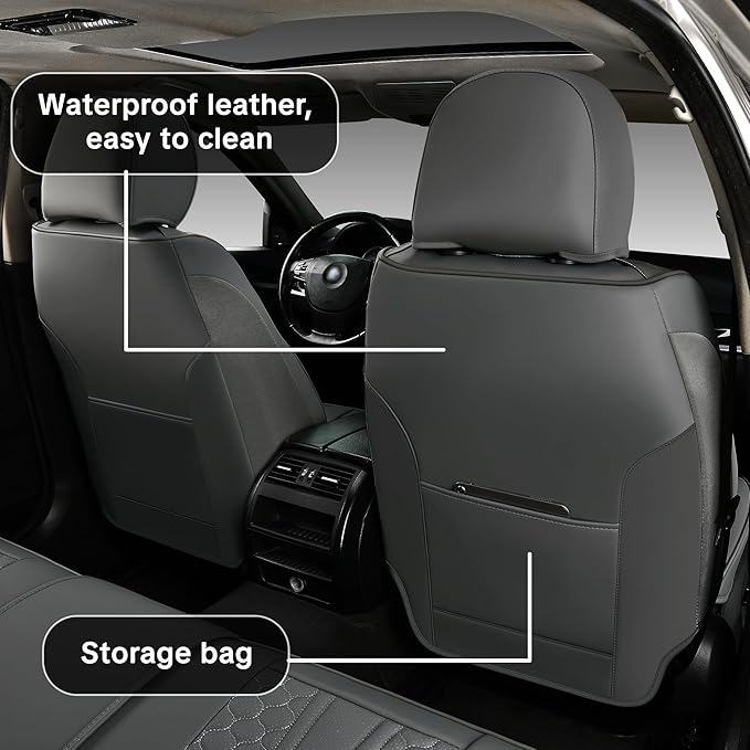 Gray Car Seat Covers for Ford Bronco Sport 2021-2025 Car Seat Cover, Leather, 5 Seats Full Set, with Lumbar Support, Anti-Slip, Beautify Interior, Beautify The Interior of Old Cars