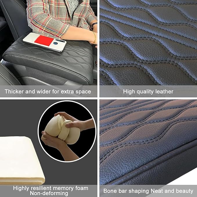 Car Center Console Cover for Ford Edge Sport 2011-2014, Universal Memory Foam Leather Comfortable Soft Armrest Box Pad Cushion Protector Accessories Easy to Clean,Beige