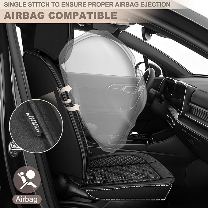 TTX LIGHTING for Hyundai Santa Cruz 2022-2026 Car Seat Covers, Breathable Ice Silk & Leather Seat Protector, Cool & Anti-Sweat for Long Driving, Airbag Compatible, 2 Front Seats (Black)