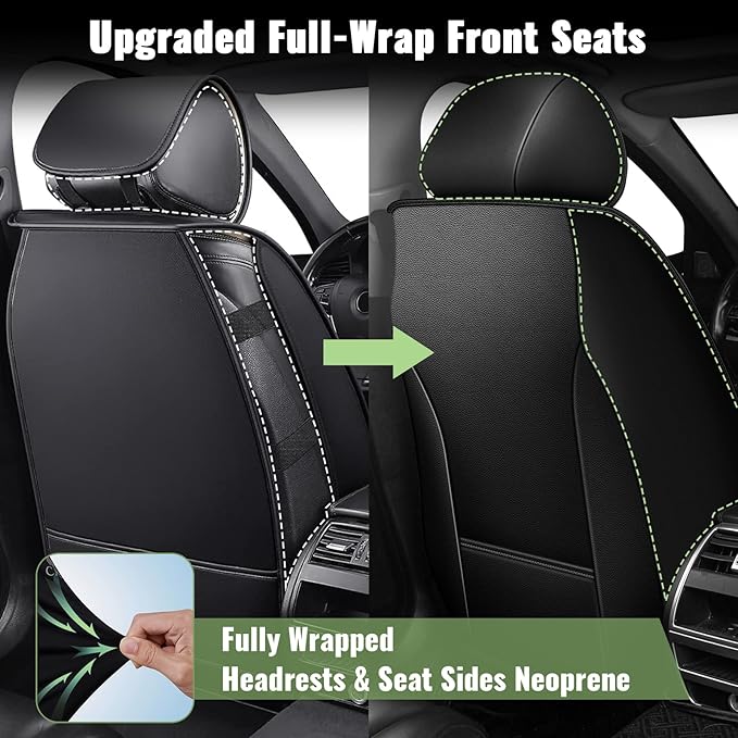 Car Seat Covers Front Seats for Toyota Camry 2012-2025 2026, Breathable Cooling Ice Silk Leather Car Seat Covers, 2 Seats Vehicle Seat Protector Seat Cushion Auto Accessories (Black&Beige)