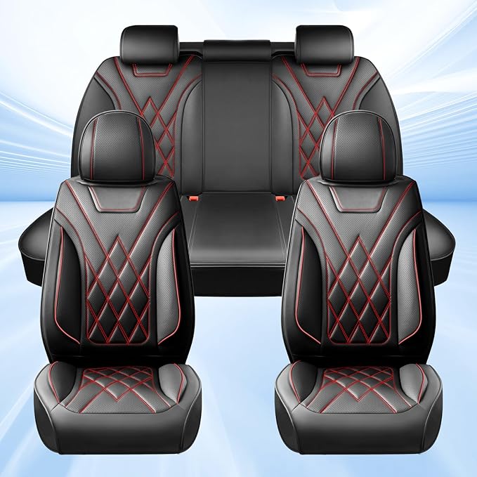 Fit TLX Car Seat Covers for Acura TLX 2014-2025 2026 - Premium Leather, Waterproof, All-Weather, Airbag Compatible, Anti-Slip, Breathable, Easy Install, Seat Protectors, Full Set, Redline