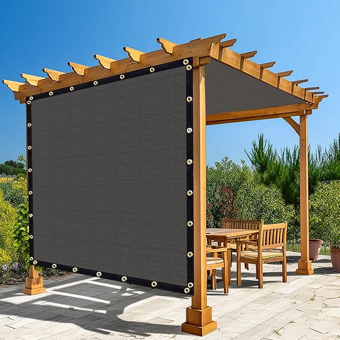 Amagenix 90% Pergola Shade Cover 7'X 21' Dark Gray Sun Shade Cloth with Grommets for Outdoor Garden Patio Porch-Commercial Grade 200 GSM-Cable Zip Ties Included (We Customized)