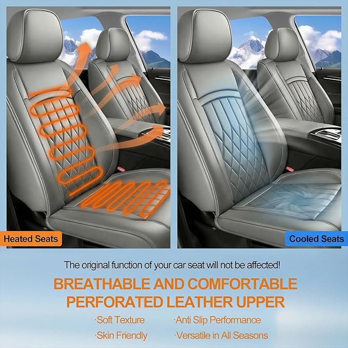 Fit TL Car Seat Covers for Acura TL 2004-2014 - Premium Leather, Waterproof, All-Weather, Airbag Compatible, Anti-Slip, Breathable, Easy Install, Seat Protectors, Full Set, Gray