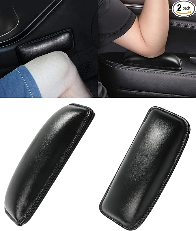 YAKEFLY 2 Pack Soft Car Center Console Knee Leg Elbow Cushion Pad,Universal Leather Car Armrest Pillow Car Knee Cushion Elbow Pillow Thigh Support Comfort Pillow,Automotive Interior Accessories