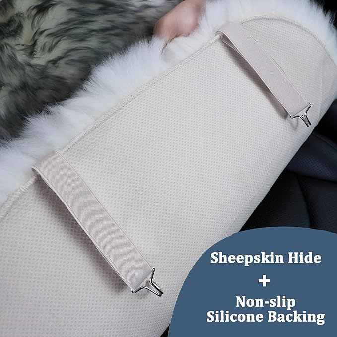 OGLAND Fluffy Sheepskin Car Seat Cover-Fuzzy Fur Auto Cushion for Universal Automotive Protector (Red, 1 Pcs Front Seat Cover)