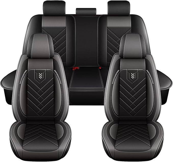 AOMSAZTO Car Seat Covers Fit for Subaru Outback 2007-2025 2026 Full Set Premium Seat Covers Waterproof Leather Automotive Seat Cushion Protector Compatible with Airbag(5 Seats,Grey)