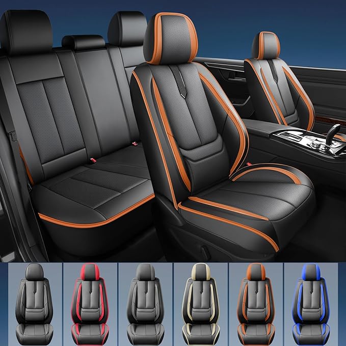 Fit Venza Car Seat Covers for Toyota Venza 2009-2024 2025 2026 -Upgraded Premium Waterproof & Breathable Leather,Airbag Compatible,All-Weather Seat Cushion Protector,Full Set,Black-Brown
