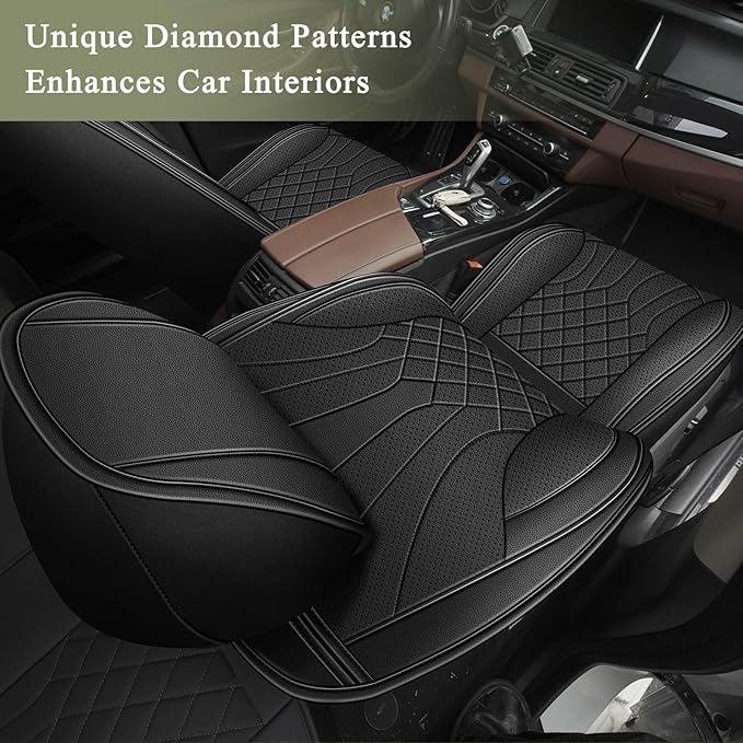Car Seat Covers Front Pair for Toyota Camry 2012-2025 2026: Breathable Perforated Leather Seat Cover (Black)