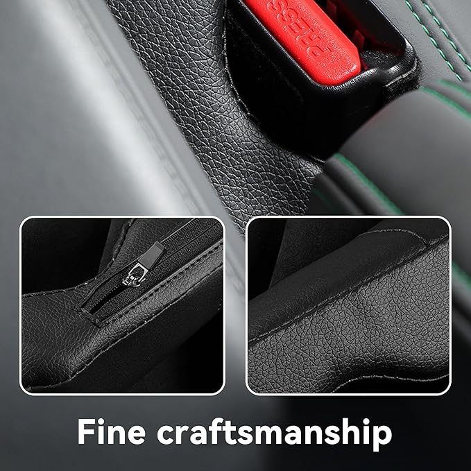 2Pack Leather Seat Gap Filler, Fill The Gap Between Seat and Console, Car Crevice Catcher Blocker Stop Things from Dropping, Universal Gap Stopper Crack Plug for Car SUV Truck (Black)