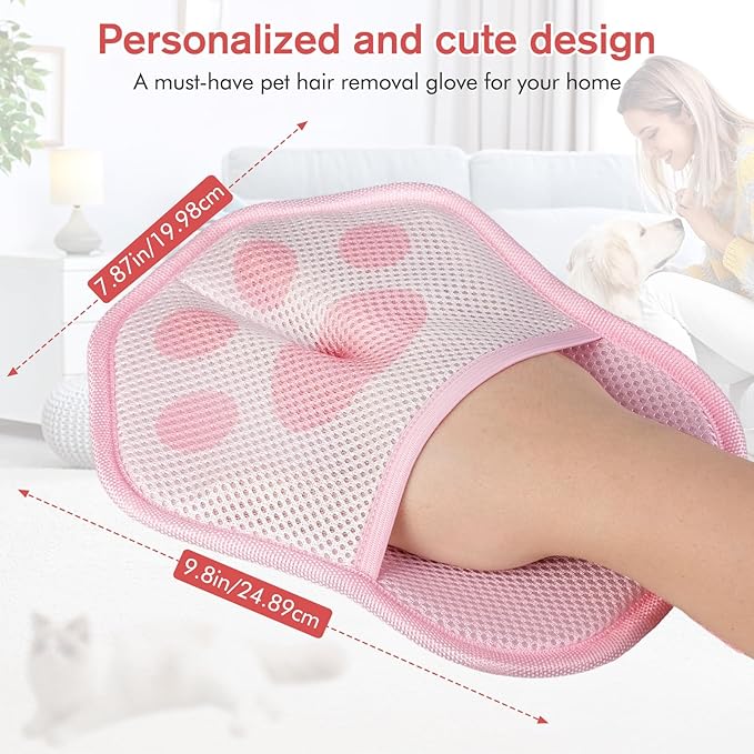 Pet Hair Removal Glove, Suitable for Removing Pet Hair From Clothing, Sofas, Carpets, and Car Seats, 2 Pcs With Hanging Hooks, Reusable Electrostatic Pet Hair Gloves, Size 9.8 x 7.87 x 0.5 in