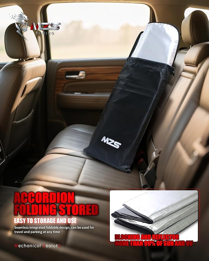 MZS Windshield Sun Shade Compatible with Sentra 2020-2026, Foldable Car Front Window Sunshade with Storage Pouch, Sedan Sun Visor Shield Accessories for Interior Protector