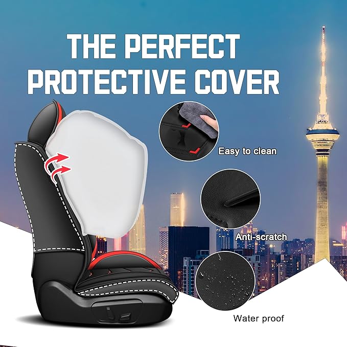 CTDS Car Seat Covers for Honda HR-V 2016-2026, Stylish Sport Seat Cover, Premium Nappa Leather Car Seat Cover. Automobile Seat Covers Sets.(Standard 2 Seats/Black Red)