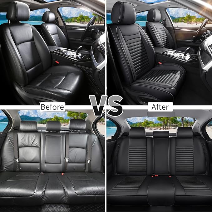 Car Seat Covers Full Set Fit for Toyota Corolla Cross 2021-2025,2026, Premium Faux Leather Car Seat Protector,Breathable Anti-Slip Full Wrapping Edge Seat Covers(Black,Full Set)
