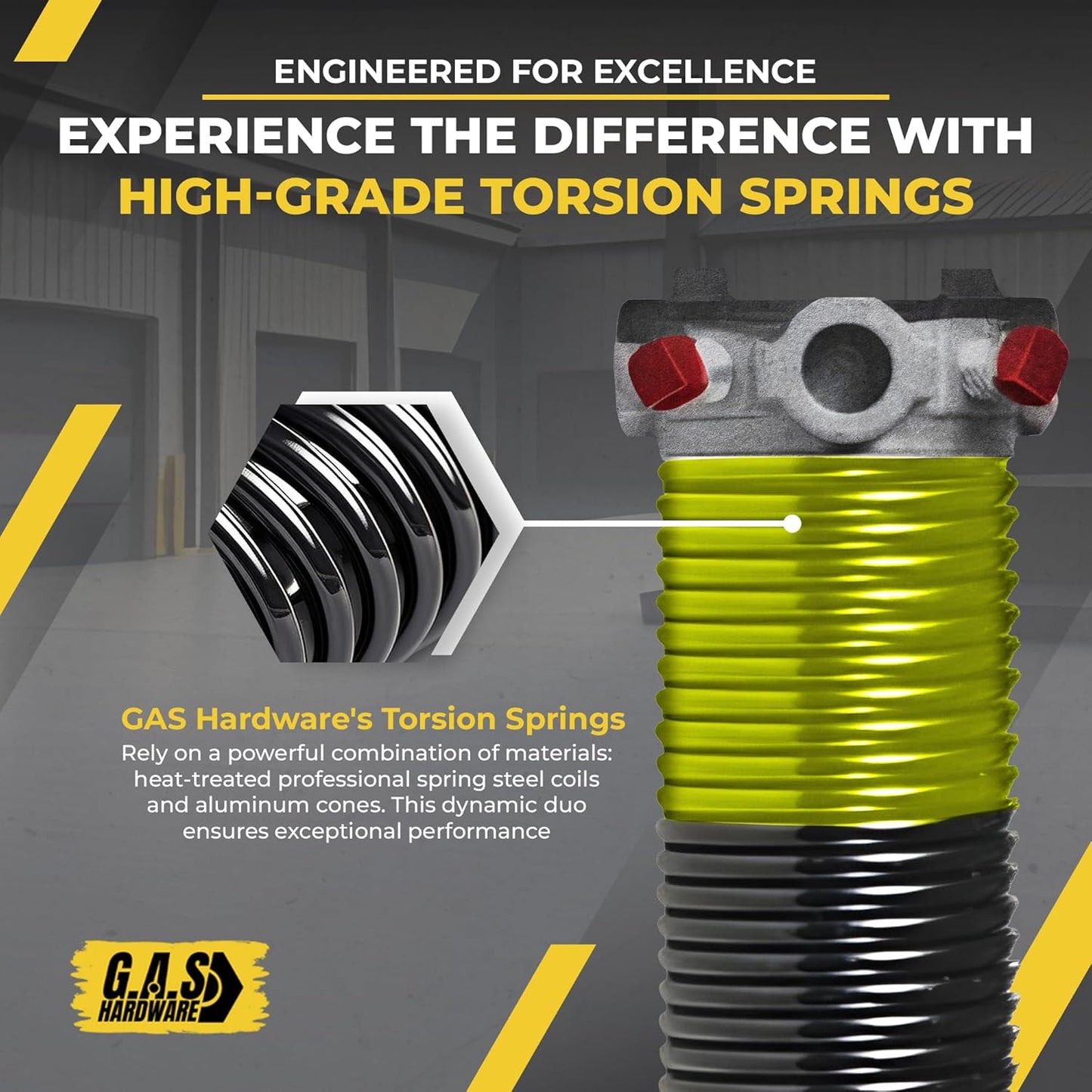 Garage Door Torsion Spring 207x1.75x25 Includes 1” Steel Bearing, Gloves, Manual, and Winding Bars for Right Side of Garage Door Precision E-Coating 5-Year Warranty Min. 30,000 Cycles (Black Cone)