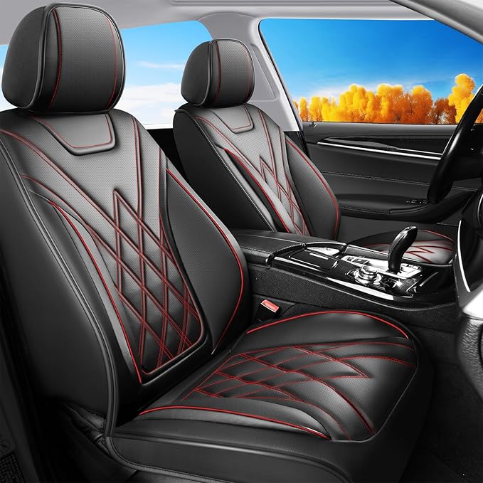 Fit RLX Car Seat Covers for Acura RLX 2013-2020 - Premium Leather, Waterproof, All-Weather, Airbag Compatible, Anti-Slip, Breathable, Easy Install, Seat Protectors, Full Set, Redline