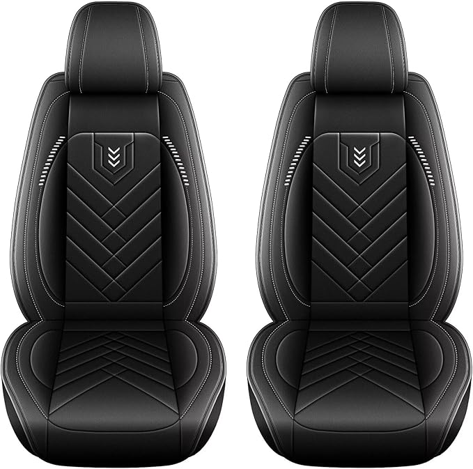 AOMSAZTO Car Seat Covers Front Set Fit for Ford Fusion 2010-2020 Faux Leather Waterproof Seat Covers Automotive Seat Cushion Protector(2 Seats, Black)